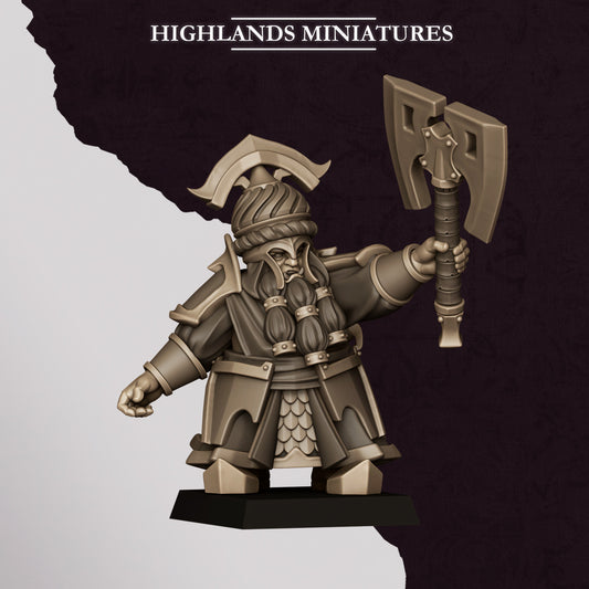 Dwarf Commander - Chaos Dwarves - Cult of Marduk - Highlands Miniatures