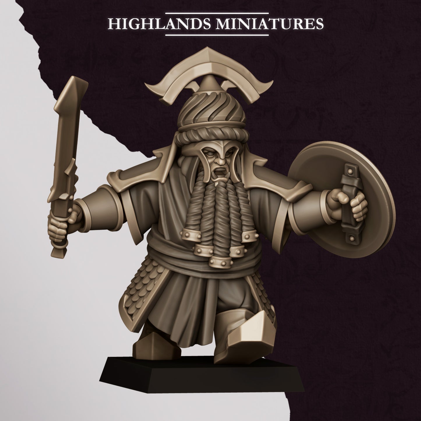Dwarf Commander - Chaos Dwarves - Cult of Marduk - Highlands Miniatures