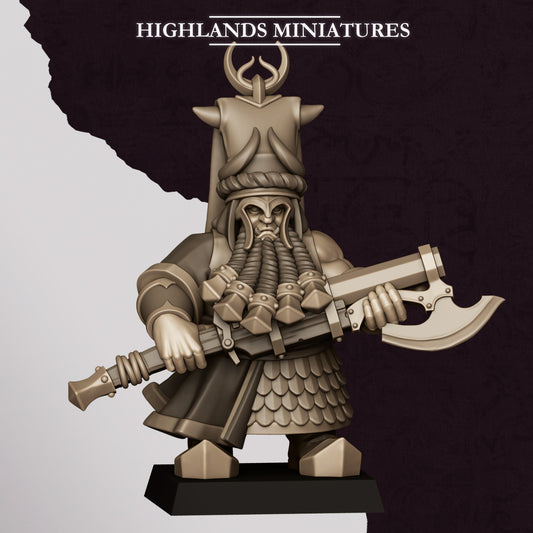 Dwarf Commander - Chaos Dwarves - Cult of Marduk - Highlands Miniatures