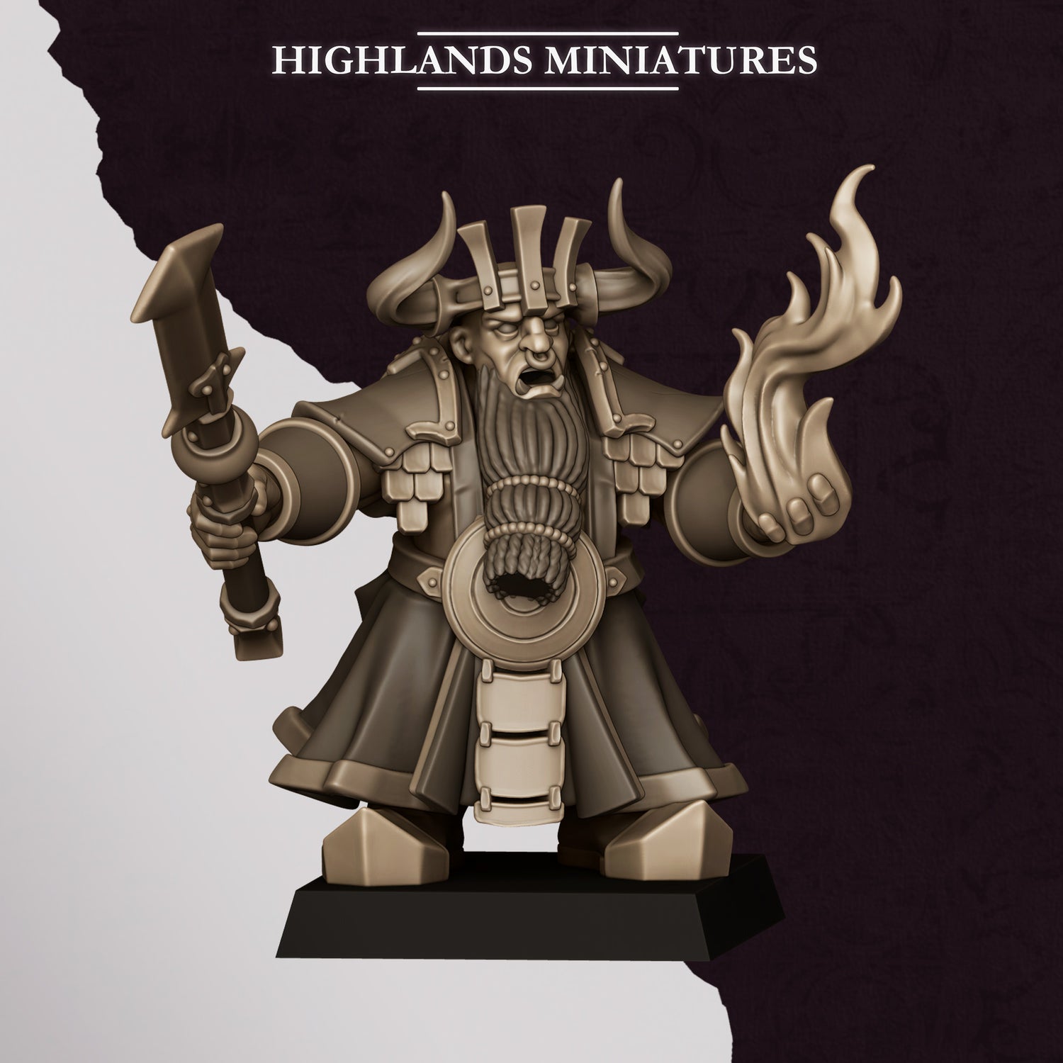 Dwarf Sorcerer - Chaos Dwarves - Cult of Marduk - Highlands Miniatures - TheMajorLab