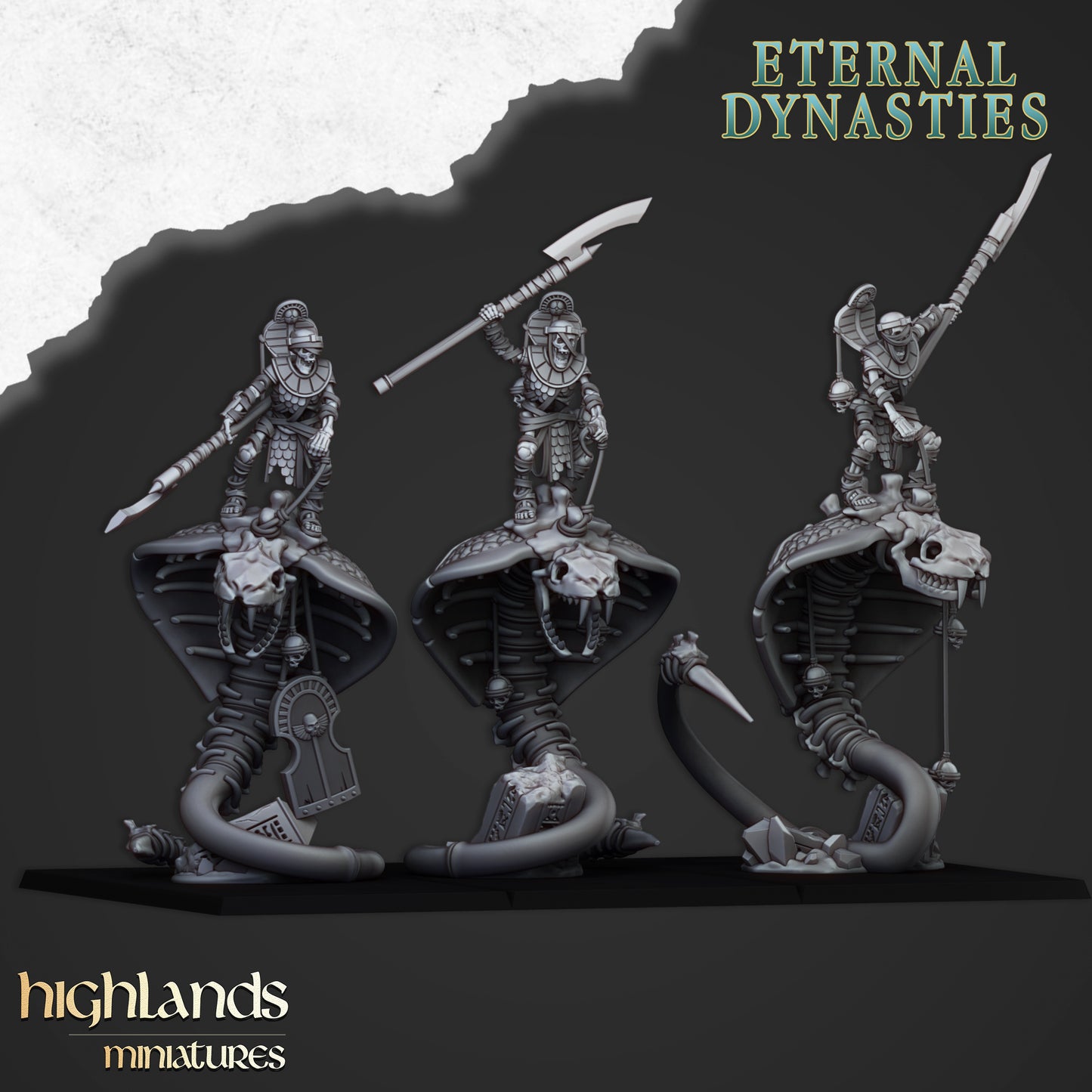 Tomb Kings Ancient Guard on Great Snakes  - Eternal Dynasties - Highlands Miniatures