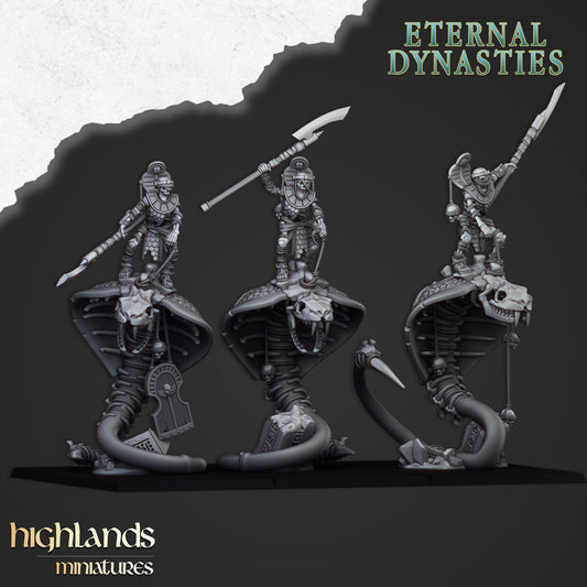 Tomb Kings Ancient Guard on Great Snakes  - Eternal Dynasties - Highlands Miniatures