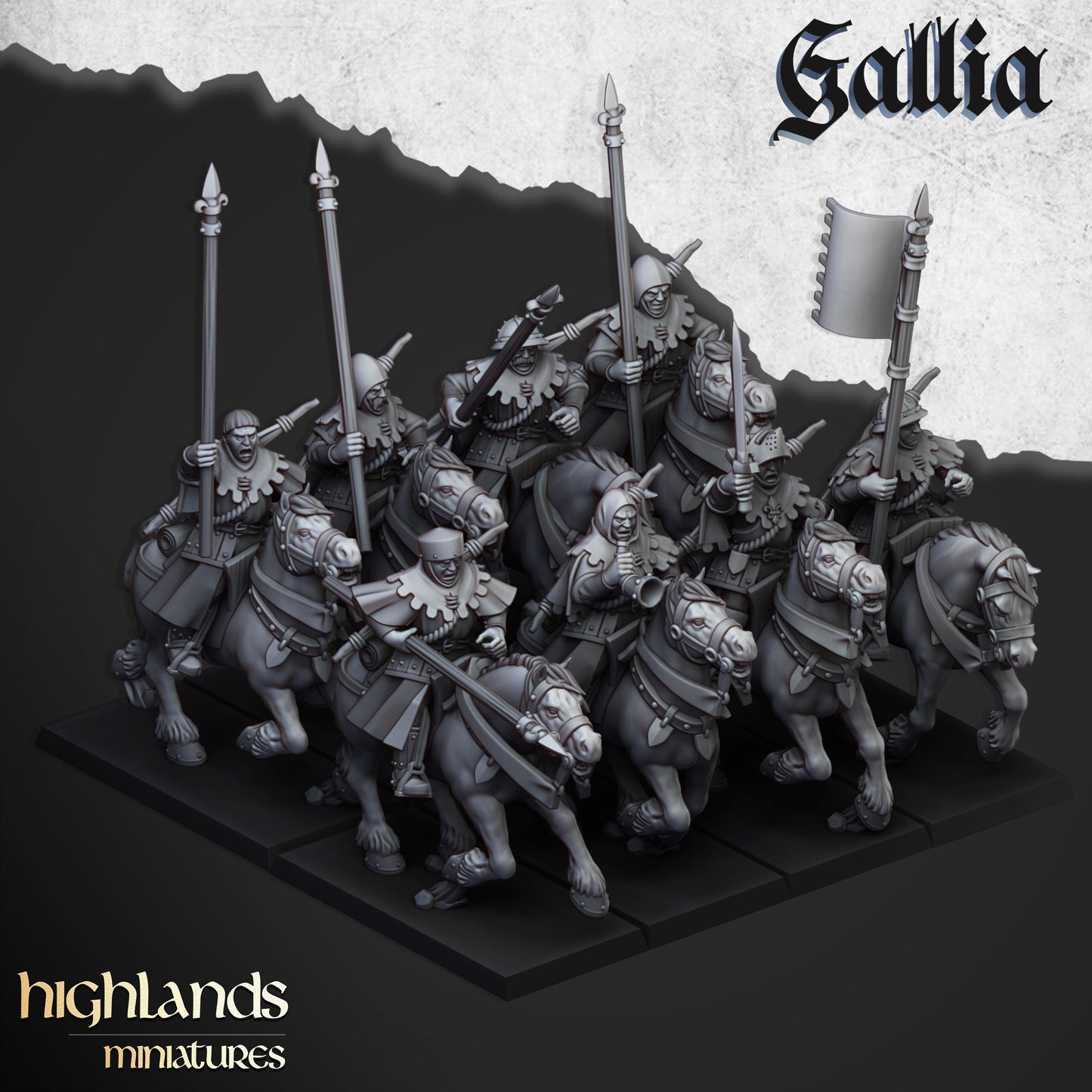 Gallia Mounted Men-at-arms – Humankind Army - Highlands Miniatures - TheMajorLab