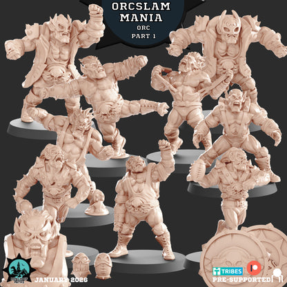 ORCSLAM MANIA - Orc Team for Fantasy Football Miniature Tabletop Game - Realm of paths - TheMajorLab
