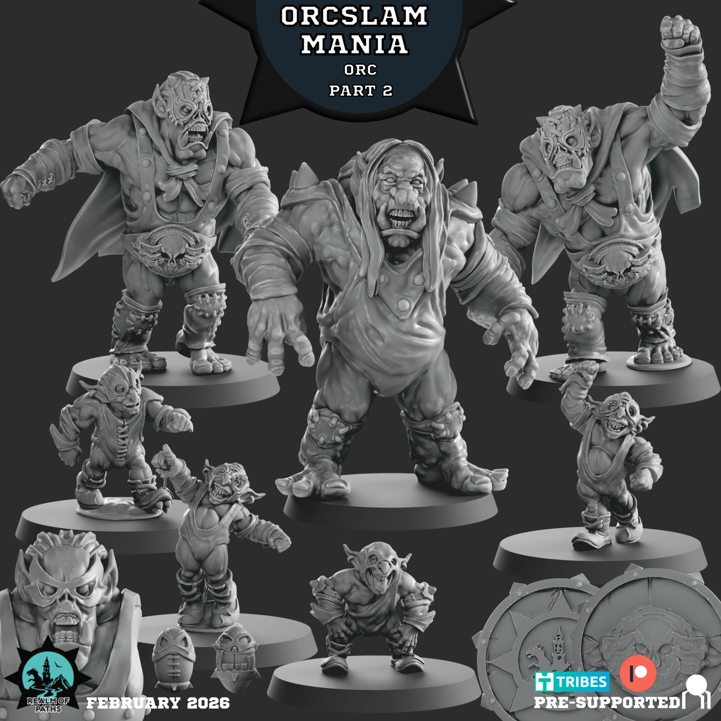 ORCSLAM MANIA - Orc Team for Fantasy Football Miniature Tabletop Game - Realm of paths - TheMajorLab
