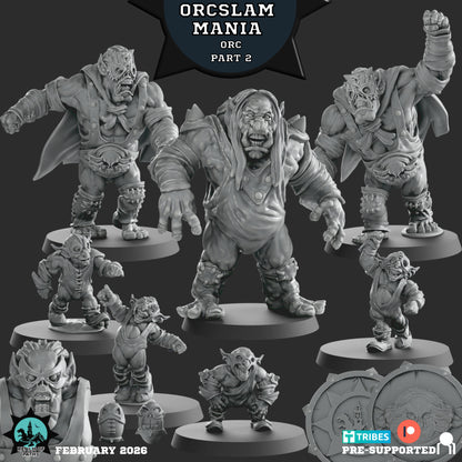 ORCSLAM MANIA - Orc Team for Fantasy Football Miniature Tabletop Game - Realm of paths - TheMajorLab