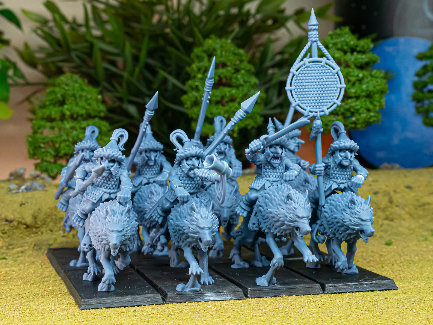 Steppe Mounted Goblin on Wolf - Goblin Army - Highlands Miniatures
