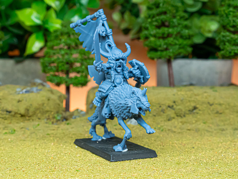 Mounted Steppe Goblin Khan on Wolf - Goblin Army - Highlands Miniatures