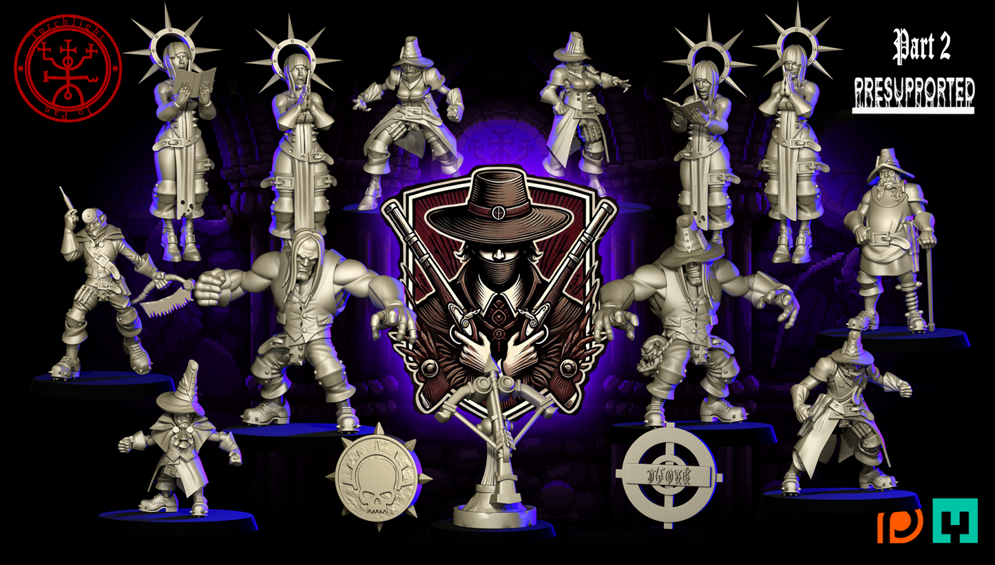 The Unexpected Inquisition Support Team - 12 High-Quality 3D Print Human Miniatures | Blood Fantasy Football Bowl | Torchlight Models