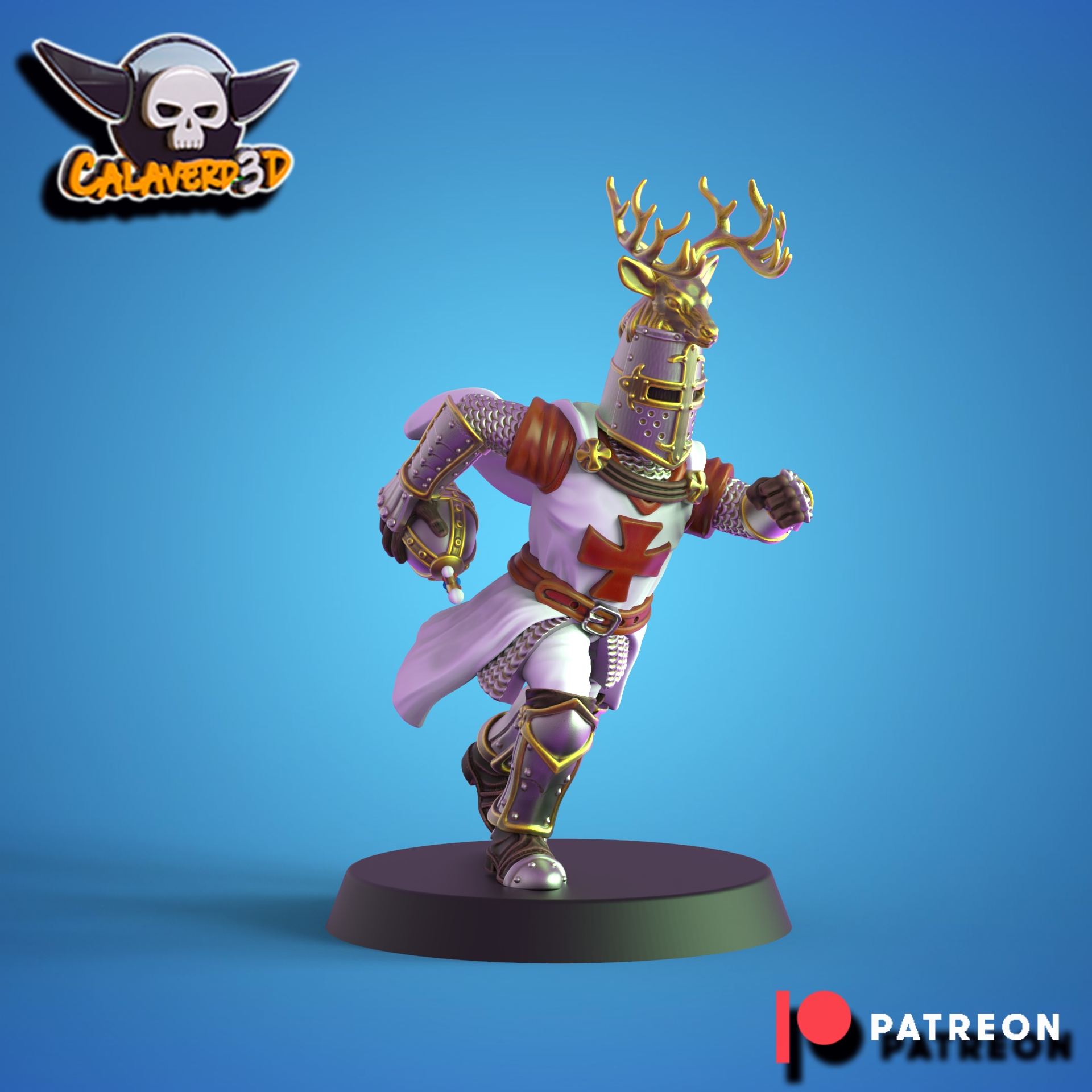 Knights of the Holy Grail - Bretons Team for Fantasy Football Miniature Tabletop Game - Calavered3D - TheMajorLab