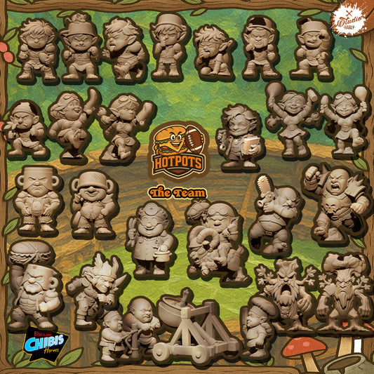 Halflings Chibis Team – Halfling High Quality Miniatures for Fantasy Football Game by Big Head Chibis