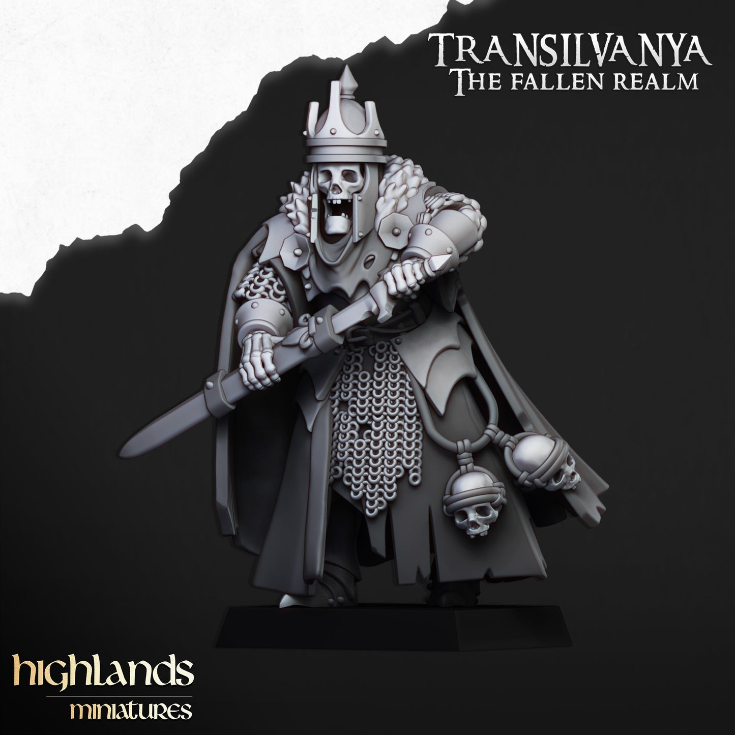 Transilvanya  Skeletal Lord on Foot - Undead Army - Highlands Miniatures