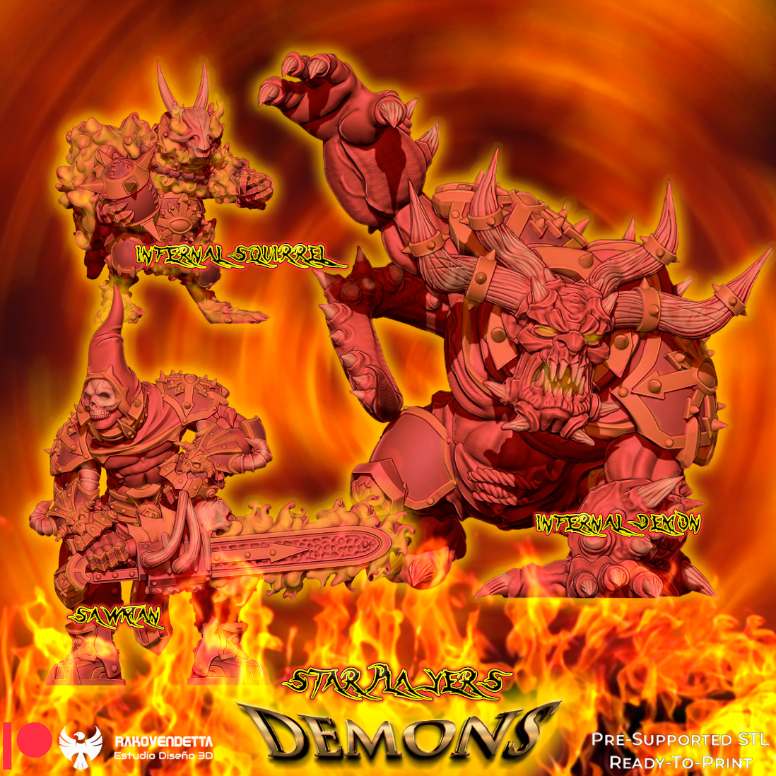 Demons Chaos Born Team for Fantasy Football Miniature Tabletop Game Rakovendetta