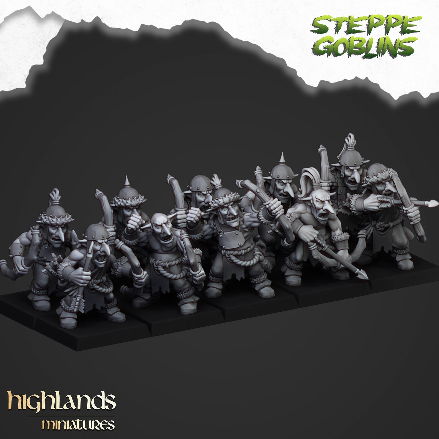 Steppe  Goblins with bows - Goblin Army - Highlands Miniatures