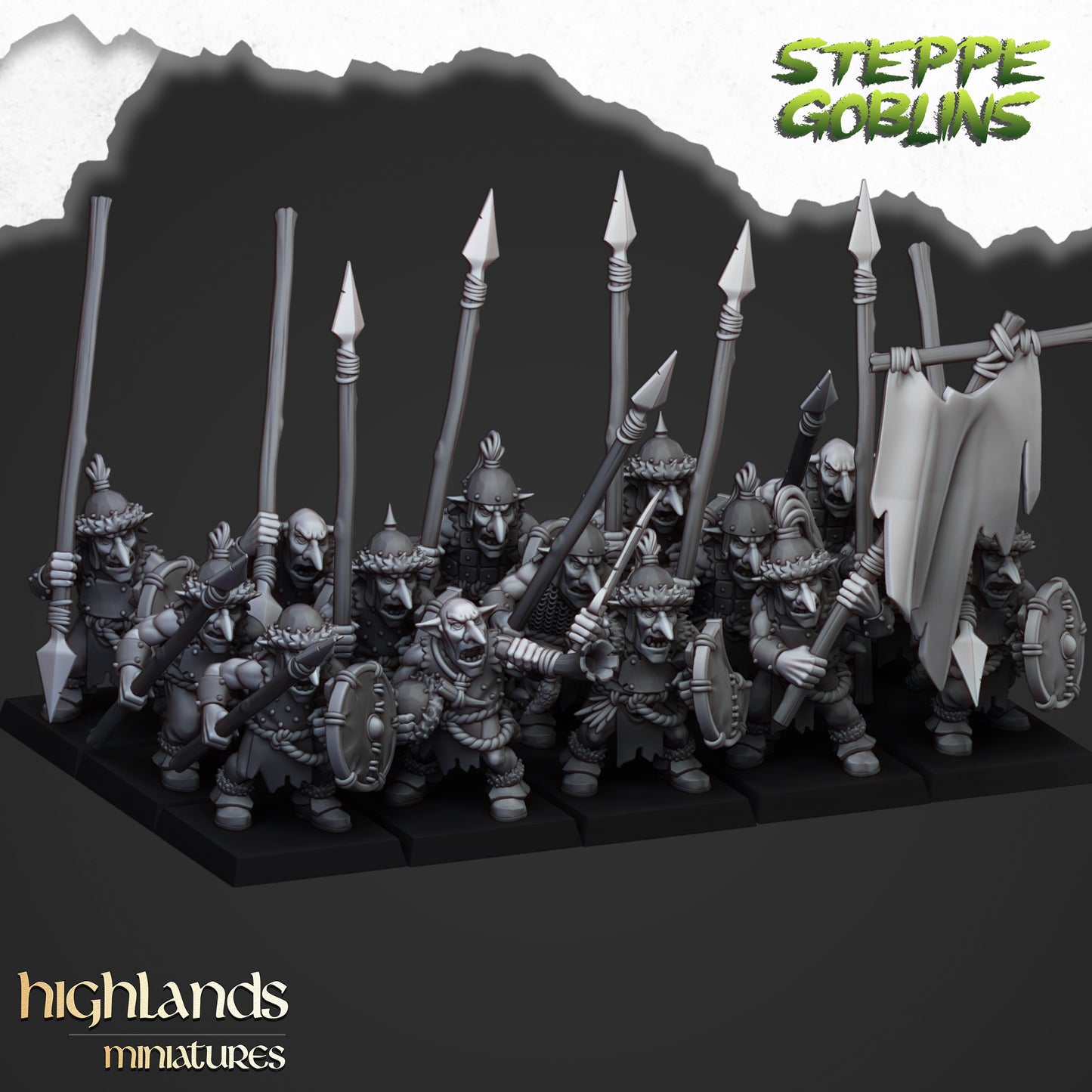 Steppe Goblins Unit with modular weapon - Goblin Army - Highlands Miniatures