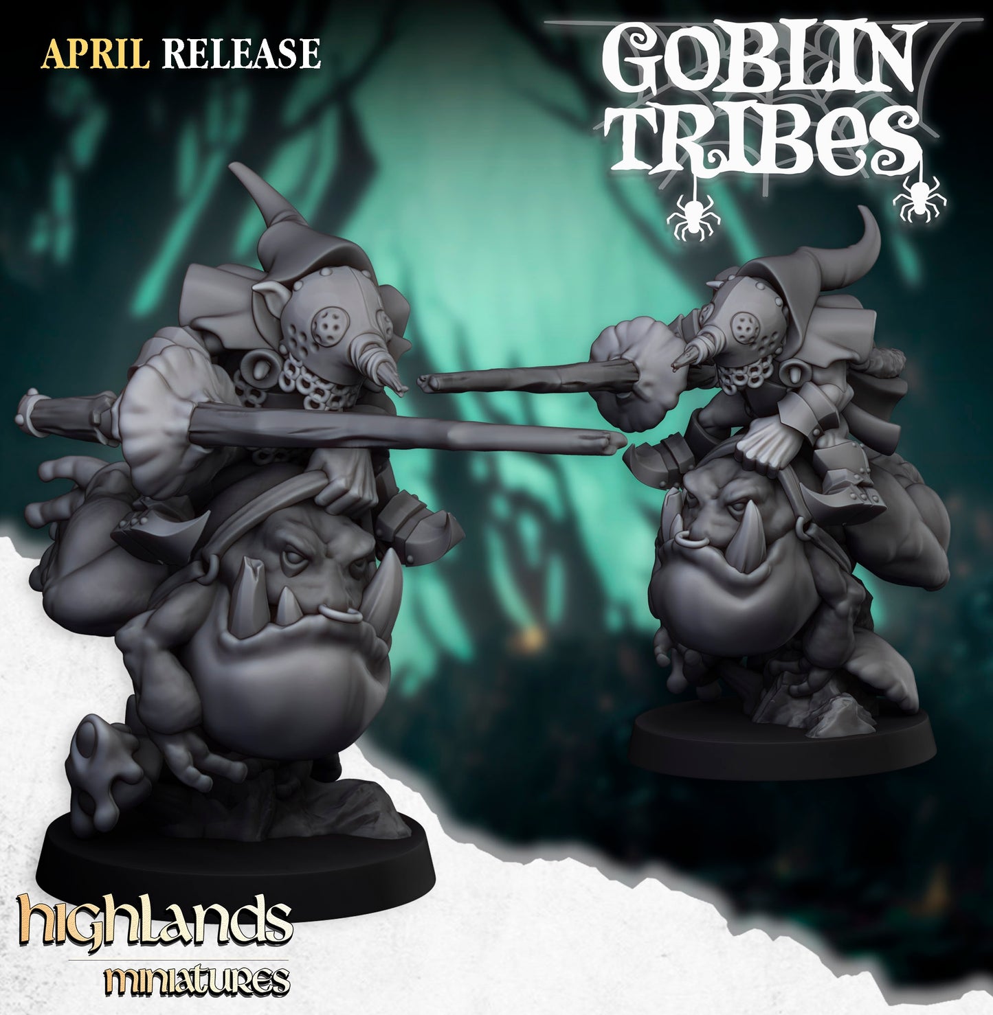 Goblin Tribes – Frog Mounted Swamp Goblin Cavalry by Highlands Miniatures | 3D Printed Resin for Fantasy Wargames