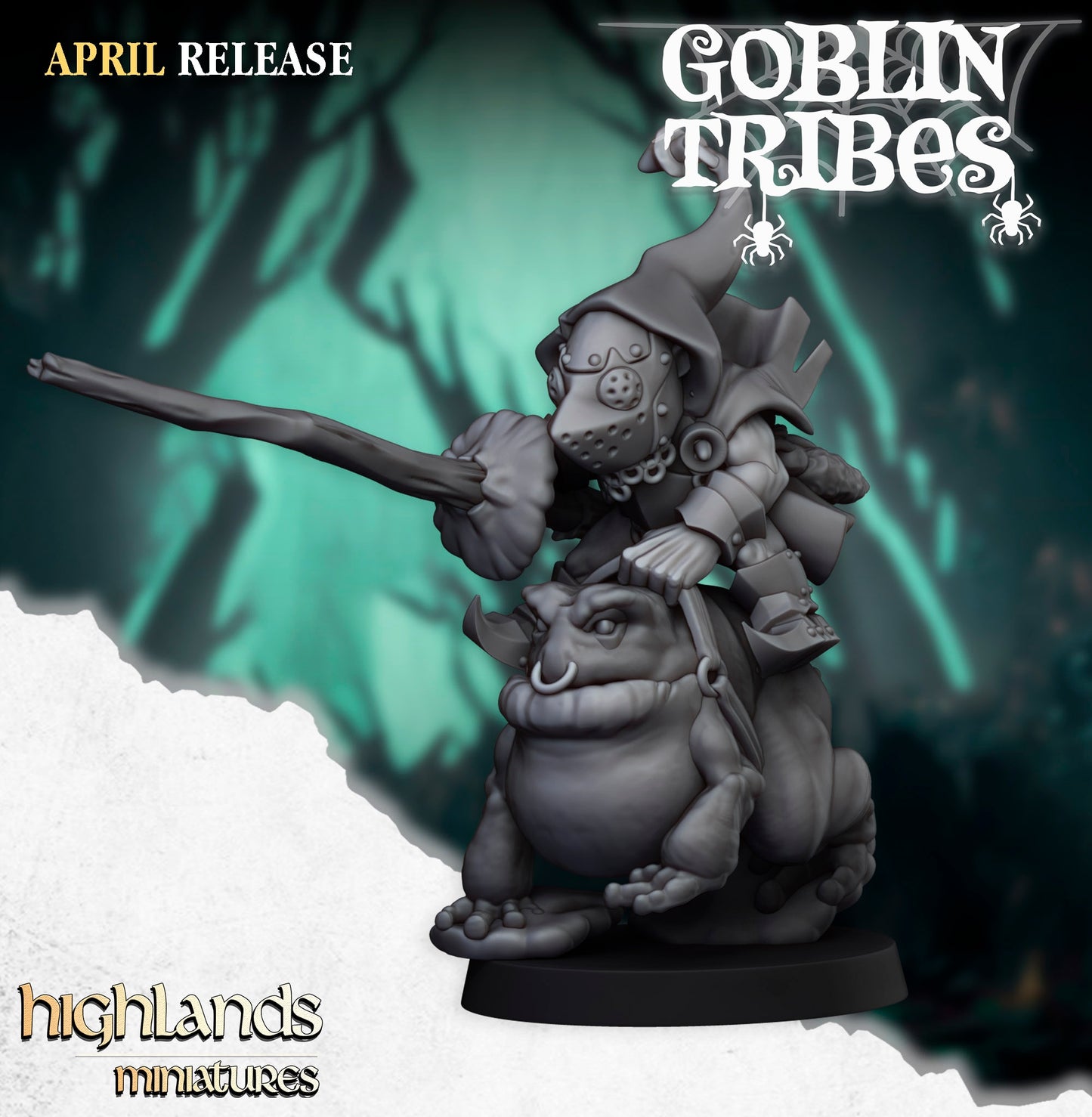 Goblin Tribes – Frog Mounted Swamp Goblin Cavalry by Highlands Miniatures | 3D Printed Resin for Fantasy Wargames