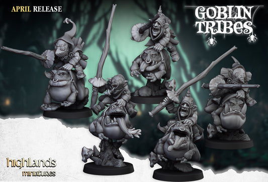 Goblin Tribes – Frog Mounted Swamp Goblin Cavalry by Highlands Miniatures | 3D Printed Resin for Fantasy Wargames