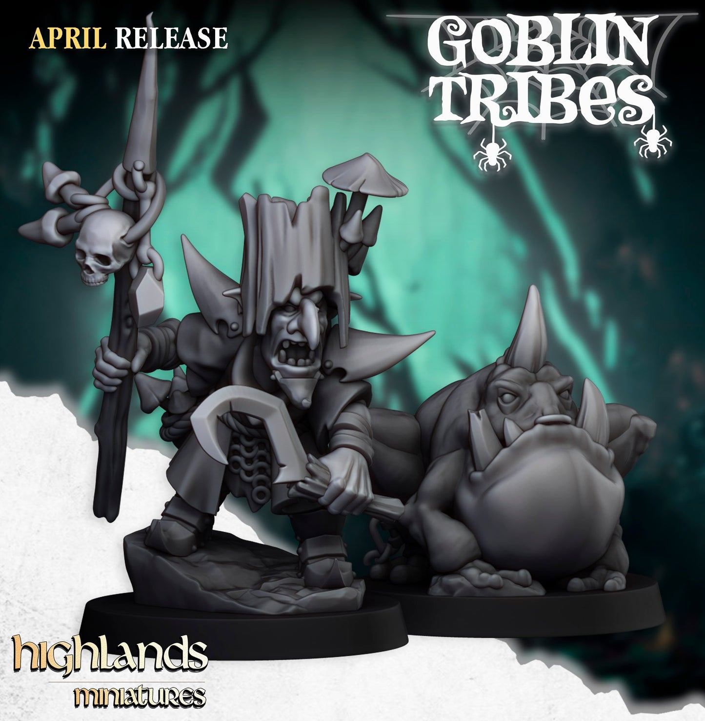 Goblin Tribes – Swamp Goblin Hero by Highlands Miniatures | Resin Orc & Goblin Character for Fantasy Wargames