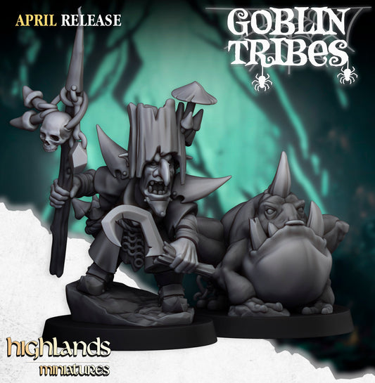 Goblin Tribes – Swamp Goblin Hero by Highlands Miniatures | Resin Orc & Goblin Character for Fantasy Wargames