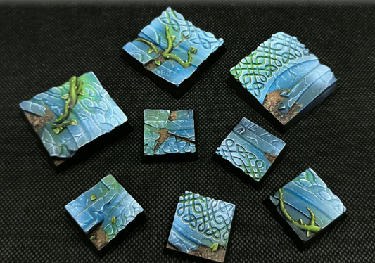 Ancestral Ruins Textured Square Bases for Miniatures – Txarli Factory Thematic Designs – Multiple Sizes & Themes