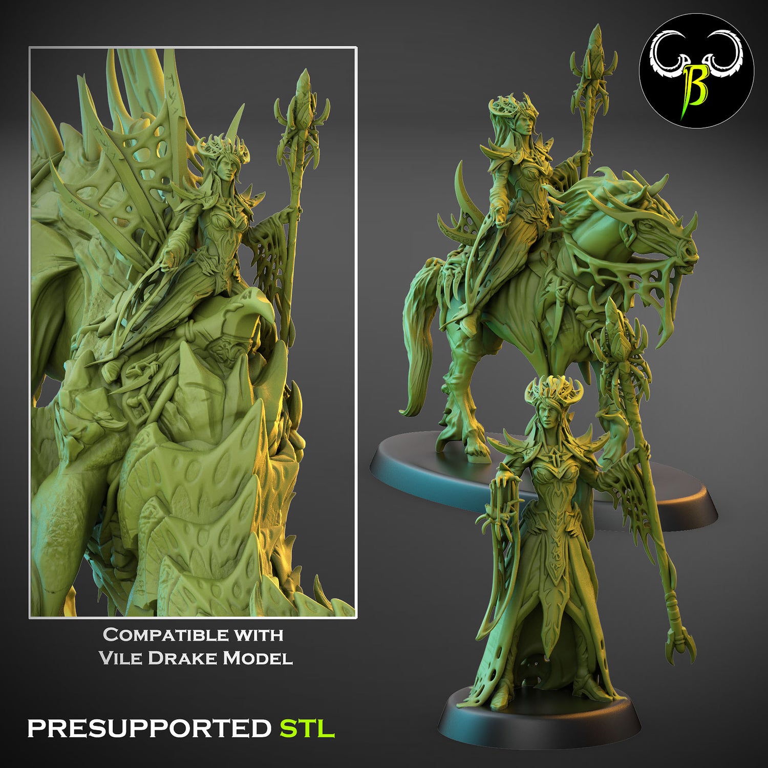Silk Enchanteress - Cult of the EIGHT - Dark Elves army - Clay Beast Creations - TheMajorLab