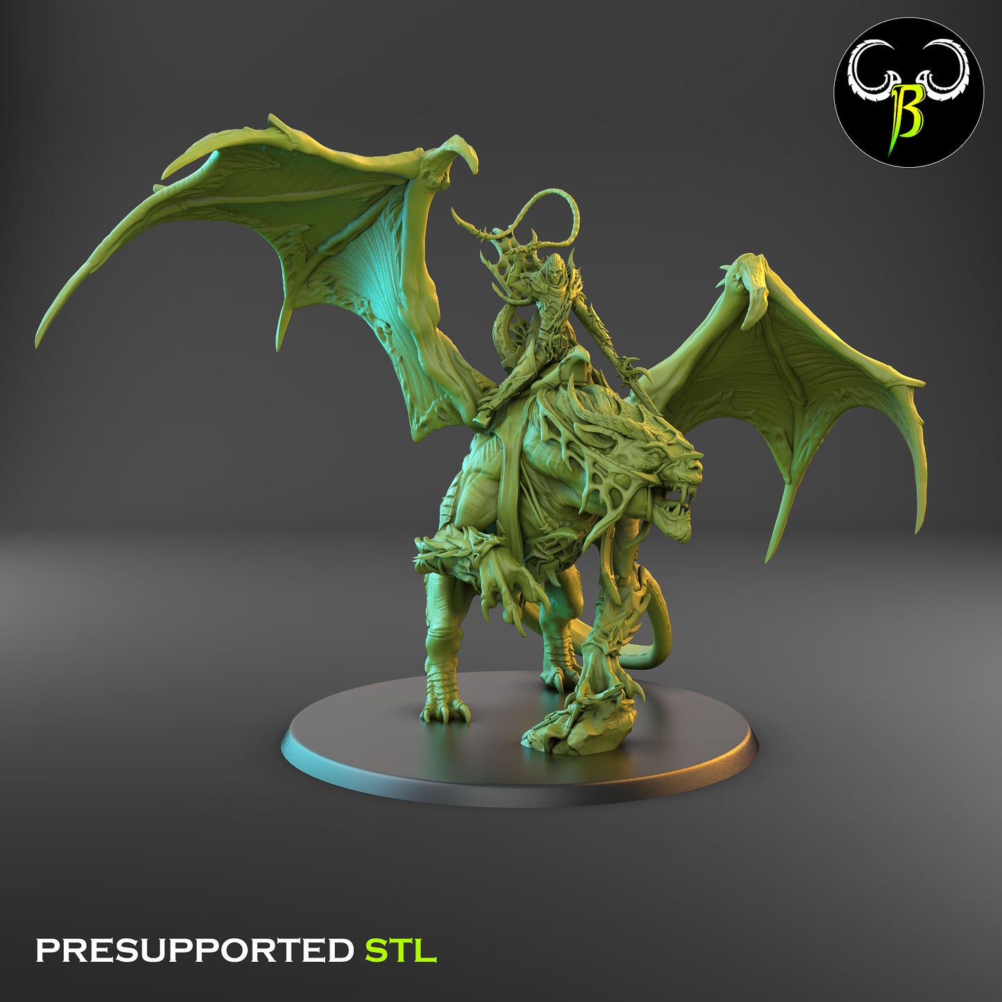 Slavemaster on Black Fury - Cult of the EIGHT - Dark Elves army - Clay Beast Creations - TheMajorLab
