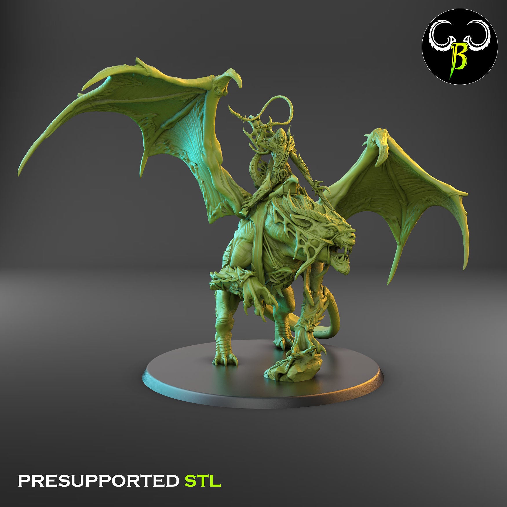 Slavemaster on Black Fury - Cult of the EIGHT - Dark Elves army - Clay Beast Creations - TheMajorLab