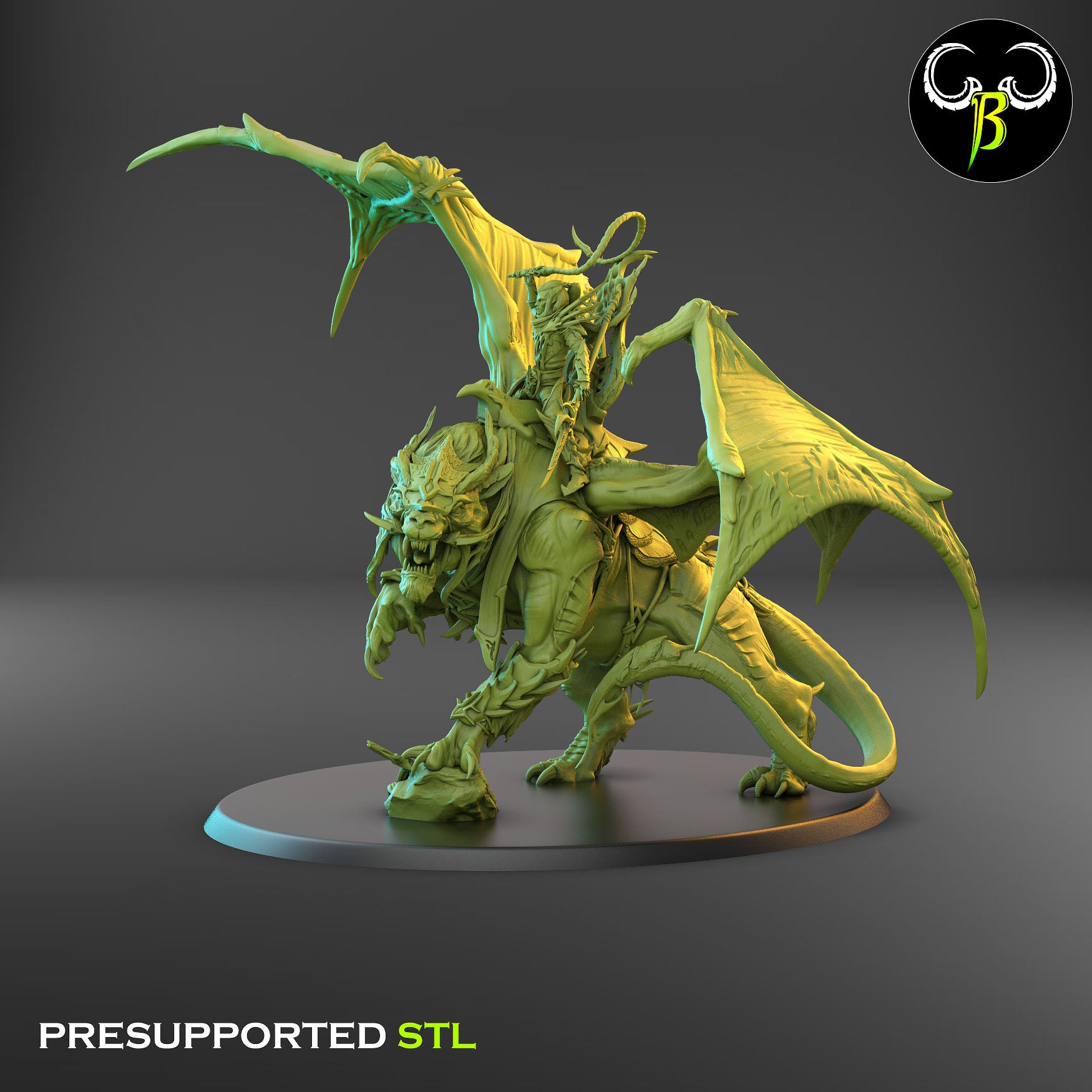 Slavemaster on Black Fury - Cult of the EIGHT - Dark Elves army - Clay Beast Creations - TheMajorLab