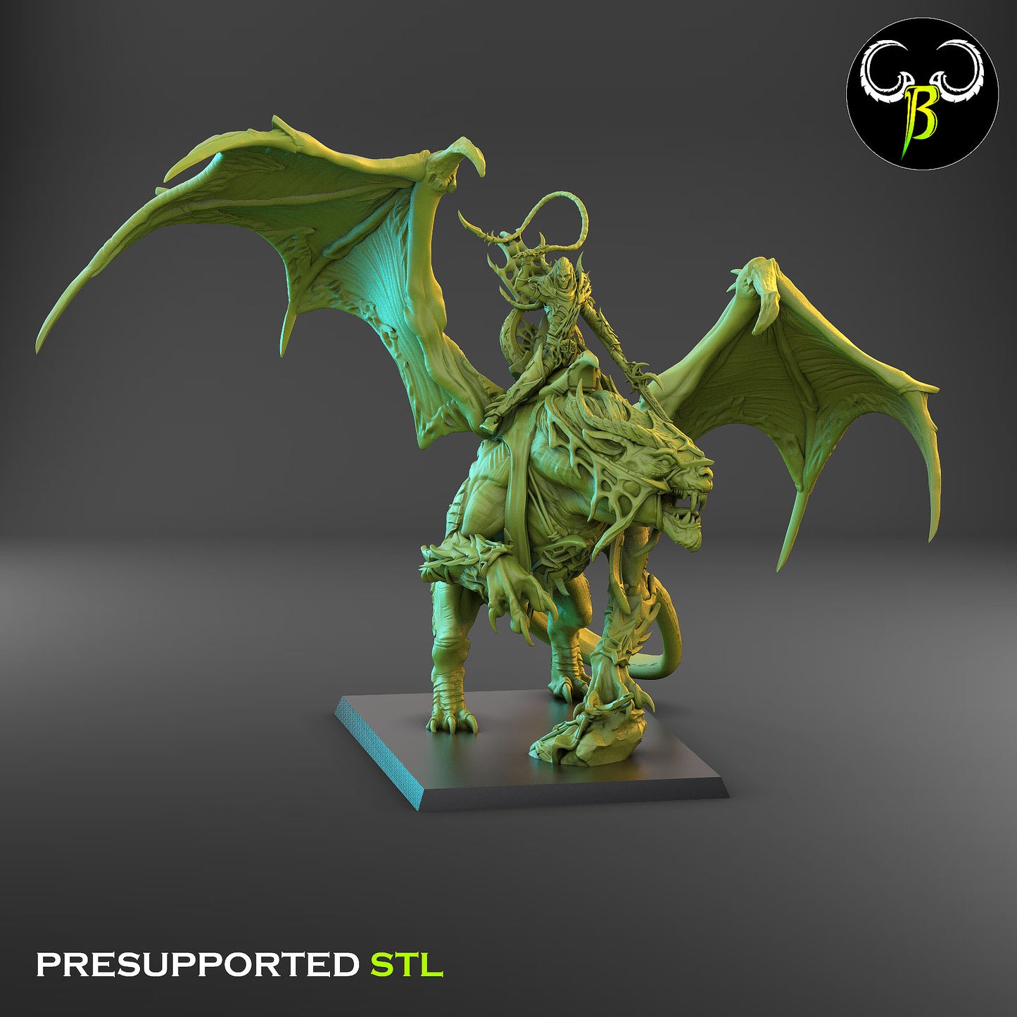 Slavemaster on Black Fury - Cult of the EIGHT - Dark Elves army - Clay Beast Creations - TheMajorLab