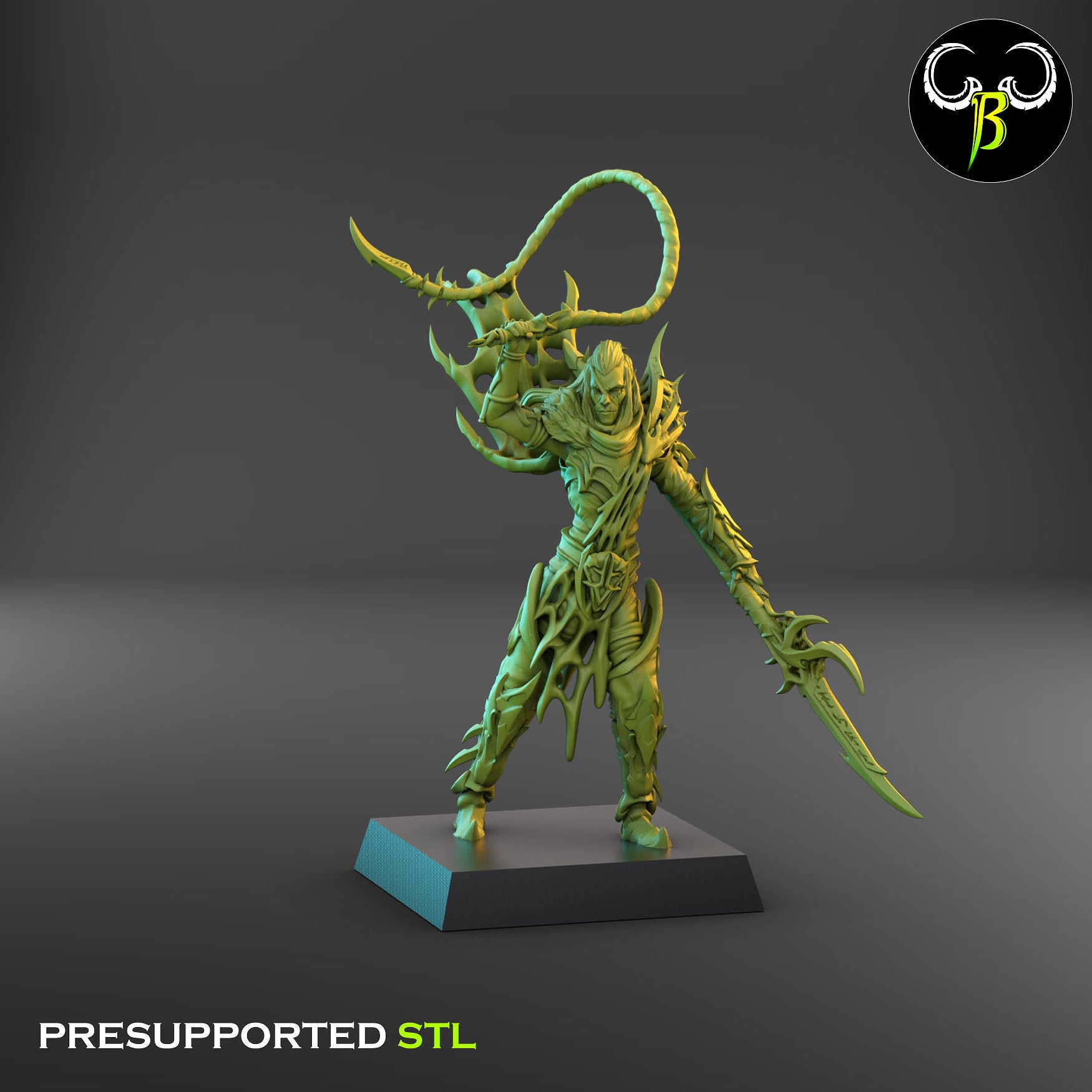 Slavemaster on Black Fury - Cult of the EIGHT - Dark Elves army - Clay Beast Creations - TheMajorLab