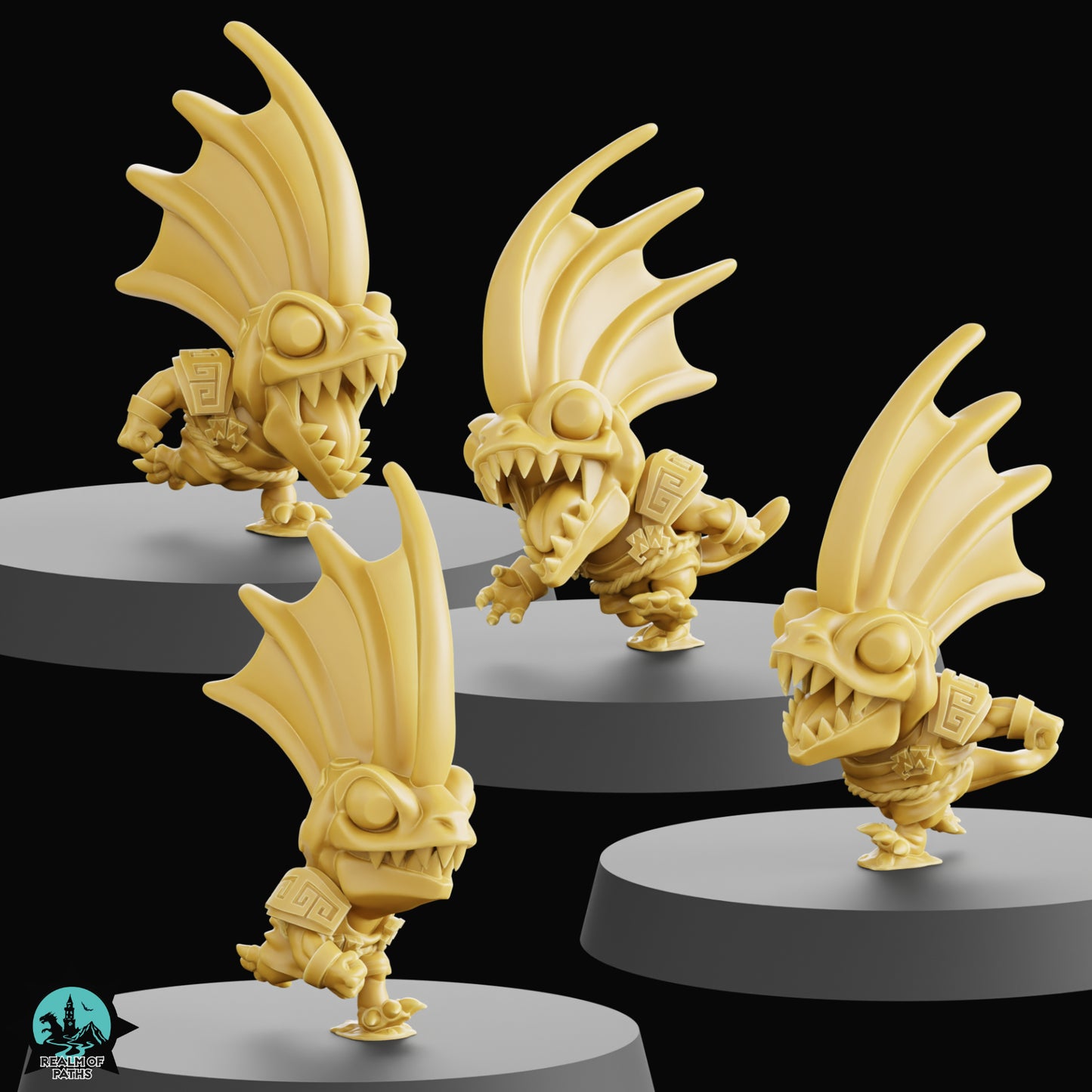 Reptile Punch Lizard Team Chibi Style - 16 High-Quality 3D Print Miniatures | Blood Fantasy Football Bowl | Realm of Paths