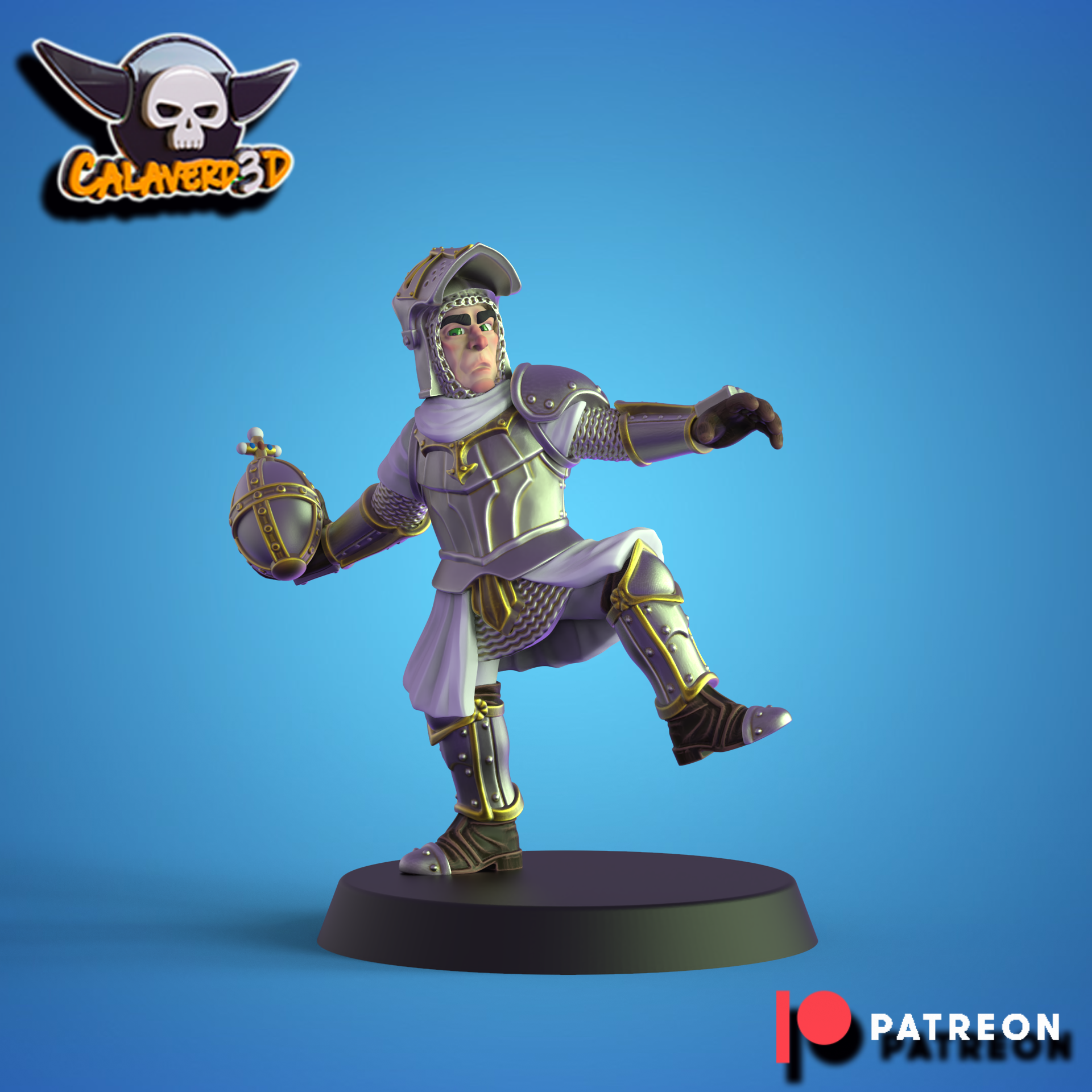 Knights of the Holy Grail - Bretons Team for Fantasy Football Miniature Tabletop Game - Calavered3D - TheMajorLab