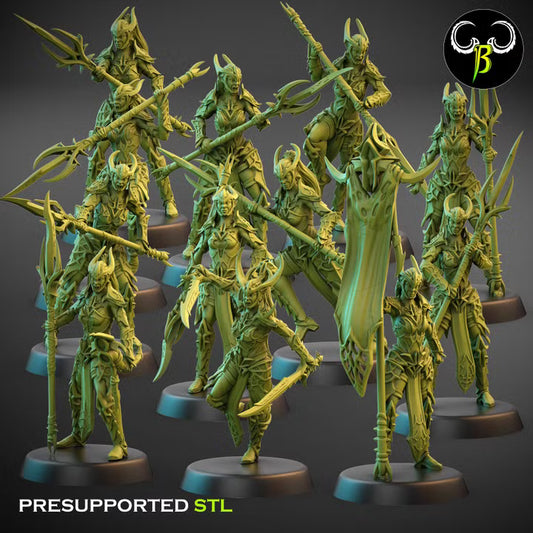 Temple Reaver Squad - ClayBeastCreation, Cult of the Eight dark elf miniatures