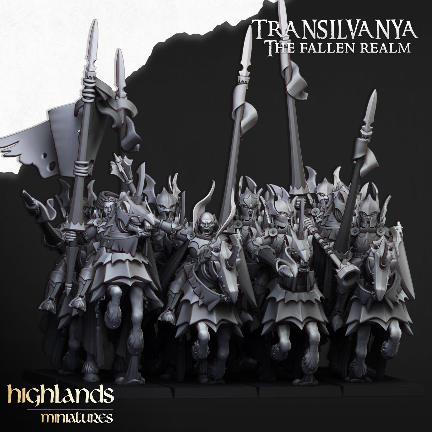 Transilvanya Vampire Knights on Steeds - Undead Army - Highlands Miniatures