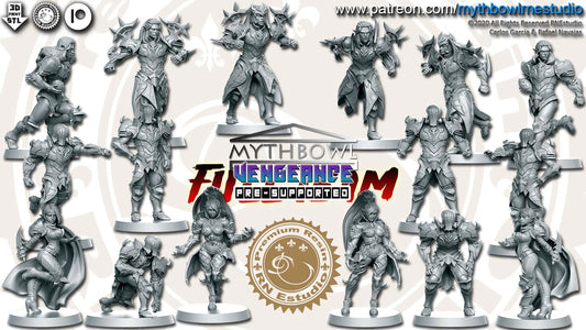 Vengeance Team - 16 High-Quality 3D Print Dark Elf Miniatures | Blood Fantasy Football Bowl | Mythbowl RN Estudio