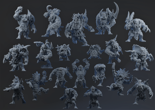 Krumpaz Savage Orc Team – 36 High-Quality 3D Print Orc, Goblin & Troll Miniatures | Blood Fantasy Football Bowl | Brutefun Miniatures