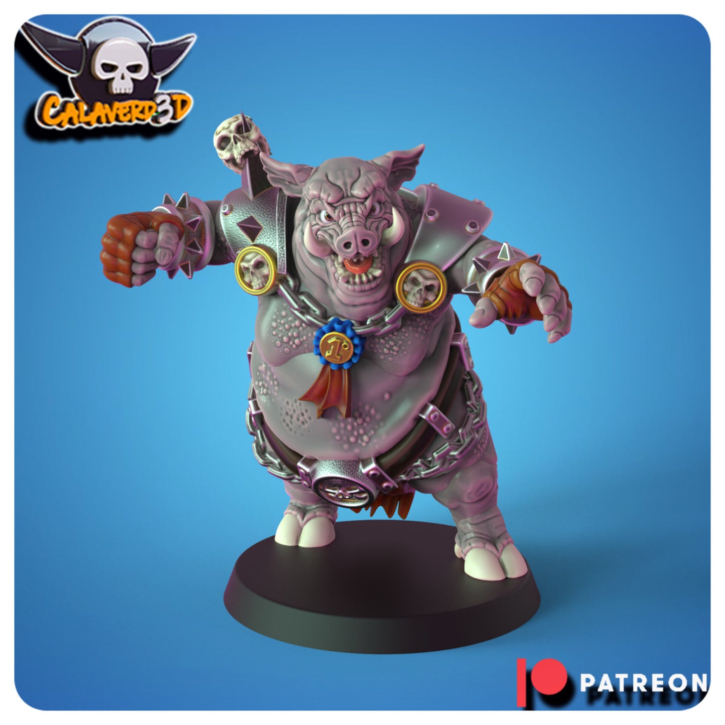 Porkos  - Orc Team for Fantasy Football Miniature Tabletop Game - Calaverd3D