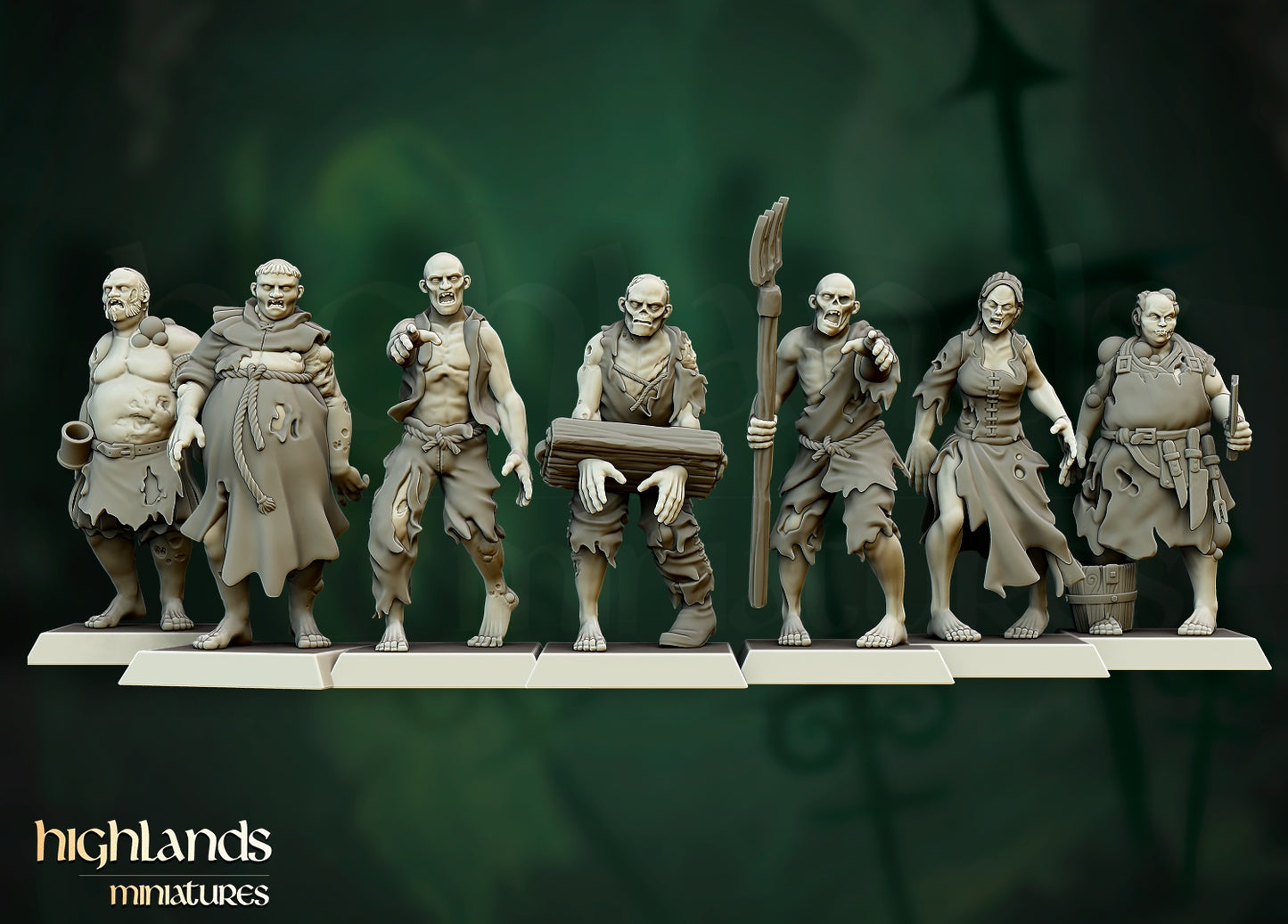 Zombie Warriors – Vampire Undead Army by Highlands Miniatures | Resin Undead Miniatures for Fantasy Wargames