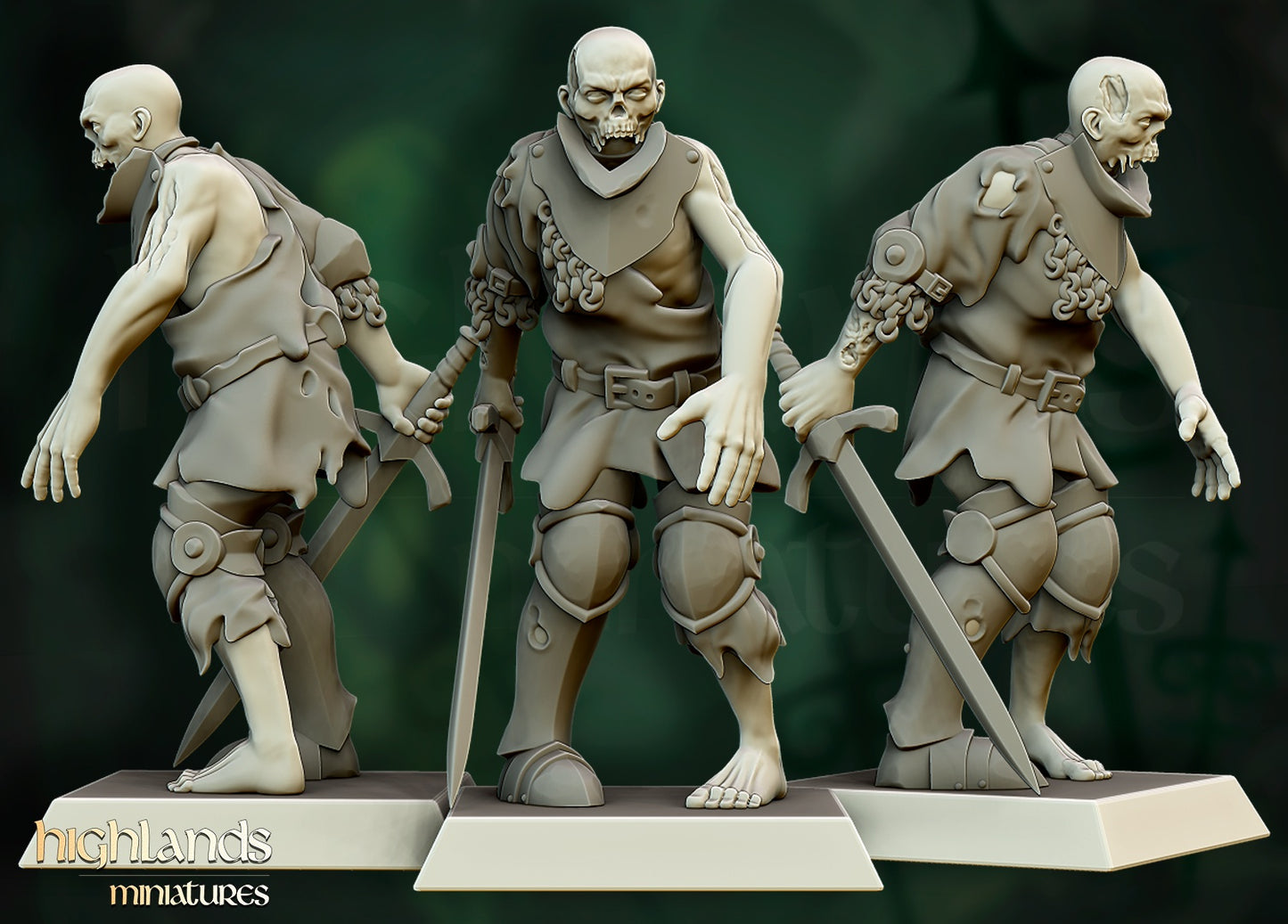 Zombie Warriors – Vampire Undead Army by Highlands Miniatures | Resin Undead Miniatures for Fantasy Wargames