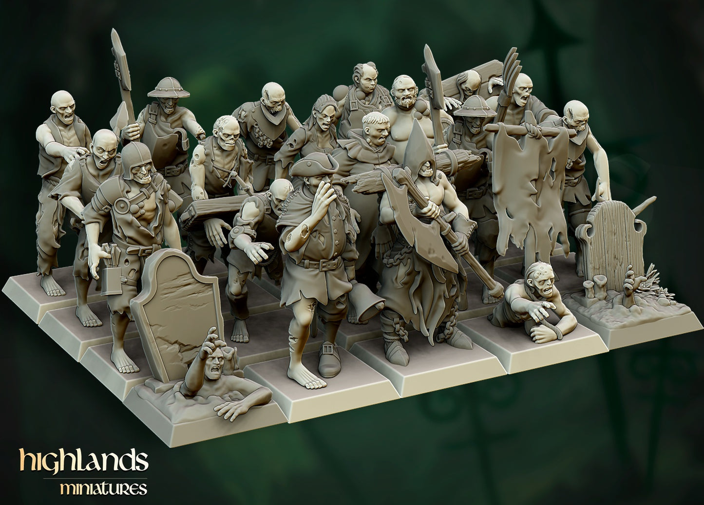 Zombie Warriors – Vampire Undead Army by Highlands Miniatures | Resin Undead Miniatures for Fantasy Wargames