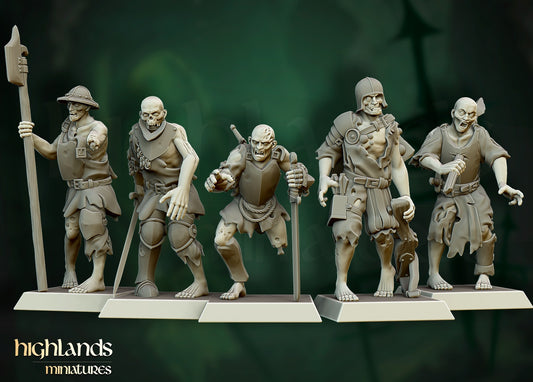 Zombie Warriors – Vampire Undead Army by Highlands Miniatures | Resin Undead Miniatures for Fantasy Wargames