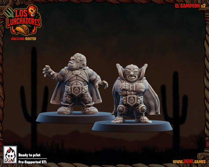 Los Lunchadores Halfling  Team - 14 High-Quality 3D Print Miniatures | Blood Fantasy Football Bowl | Ugni Miniatures