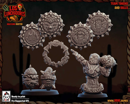 Los Lunchadores Halfling  Team - 14 High-Quality 3D Print Miniatures | Blood Fantasy Football Bowl | Ugni Miniatures