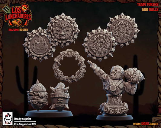 Los Lunchadores Halfling  Team - 14 High-Quality 3D Print Miniatures | Blood Fantasy Football Bowl | Ugni Miniatures