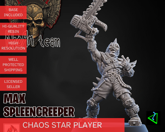 Max Spleencreeper | Khorne Chaos Star Player Fantasy Football Blood Bowl Chainsaw UGNI Miniatures