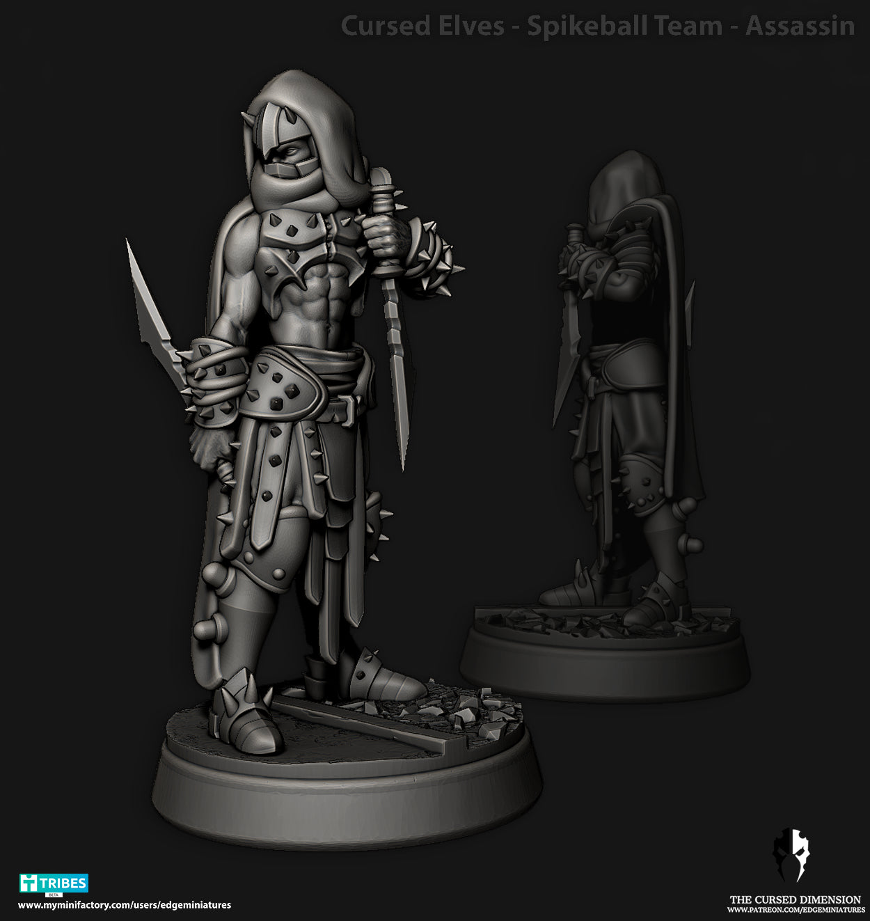 Spikeball Team Cursed Elves Dark Elves for Fantasy Football Miniature Tabletop Game Edge Miniatures