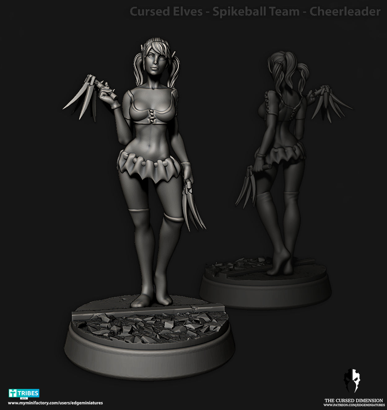 Spikeball Team Cursed Elves Dark Elves for Fantasy Football Miniature Tabletop Game Edge Miniatures