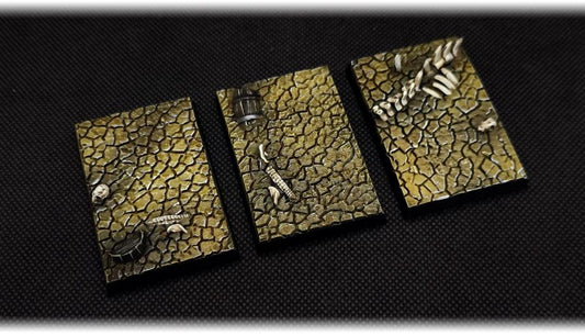 Cracked Desert Textured Square Bases for Miniatures – Txarli Factory Thematic Designs – Multiple Sizes & Themes
