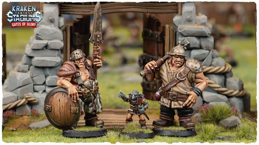 Kraken Stadium Gates of Glory 3 Stadium Guards - High Quality Miniatures for Fantasy Football Tabletop - Kraken 3D Studios
